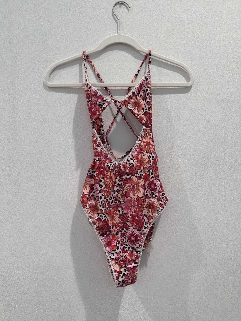 Tularosa Pink Floral One-Piece Swimsuit with Crisscross Back